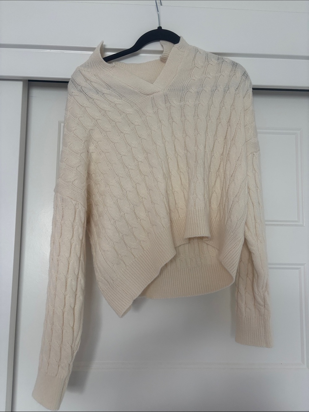 Target Cream Cable-Knit V-Neck Sweater